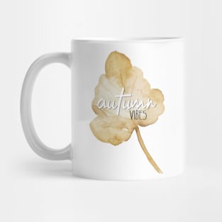 Autumn Vibes sign over watercolour leaf - cosy aesthetic Mug